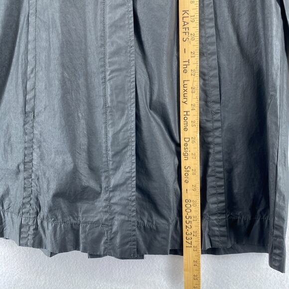 EILEEN FISHER Jacket S Waxed Cotton Trench Coat Duster Full Zip Black - Picture 13 of 14